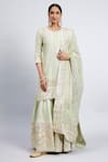 Buy_Sheetal Batra_Green Kurta And Gharara Chanderi Banarasi Dupatta Erina Set _Online_at_Aza_Fashions