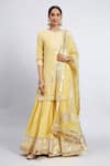 Buy_Sheetal Batra_Yellow Kurta And Gharara Chanderi Banarasi Dupatta Eliza Set _at_Aza_Fashions