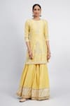 Buy_Sheetal Batra_Yellow Kurta And Gharara Chanderi Banarasi Dupatta Eliza Set _Online_at_Aza_Fashions