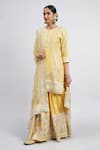 Buy_Sheetal Batra_Yellow Kurta And Gharara Chanderi Banarasi Dupatta Erina Set _Online_at_Aza_Fashions