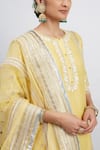 Shop_Sheetal Batra_Yellow Kurta And Gharara Chanderi Banarasi Dupatta Erina Set _Online_at_Aza_Fashions