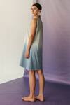 Shop Febo6 Green Cotton Silk Round Ombre Short Dress at Aza Fashions Shop_Febo6_Green Cotton Silk Round Ombre Short Dress _at_Aza_Fashions
