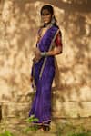 Medha_Purple Saree Silk Crepe Print And Embroidery Bandhani V With Blouse  _Online_at_Aza_Fashions