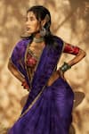 Buy_Medha_Purple Saree Silk Crepe Print And Embroidery Bandhani V With Blouse  _Online_at_Aza_Fashions