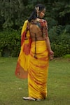 Shop_Medha_Yellow Saree Textured Chiffon Embroidery Tie And Dye With Blouse  _at_Aza_Fashions