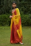 Buy_Medha_Yellow Saree Textured Chiffon Embroidery Tie And Dye With Blouse  _Online_at_Aza_Fashions