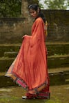 Buy_Medha_Orange Saree Textured Chiffon Embroidery Tie And Dye With Blouse  _Online_at_Aza_Fashions