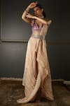 Aditi Gupta_Pink Textured Georgette Blouse Pure Silk Draped Dhoti Saree With _Online_at_Aza_Fashions