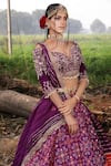 Aditi Gupta_Purple Lehenga Handwoven Banarasi Blouse Pure  Dupatta Crushed Set _Online_at_Aza_Fashions