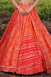 Shop_Aditi Gupta_Orange Lehenga Handwoven Banarasi Blouse Pure Silk Dupatta Ikat Set _Online_at_Aza_Fashions