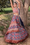 Buy_Aditi Gupta_Blue Lehenga Handwoven Banarasi Blouse Pure  Dupatta Crushed Set _at_Aza_Fashions