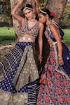 Aditi Gupta_Blue Lehenga Handwoven Banarasi Blouse Pure  Dupatta Crushed Set _Online_at_Aza_Fashions