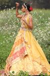 Buy_Aditi Gupta_Yellow Lehenga Handwoven Banarasi Blouse Pure Silk Dupatta Shimmer Set _Online_at_Aza_Fashions