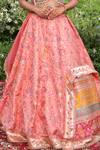 Aditi Gupta_Peach Lehenga Banarasi Silk Blouse Pure Silk Dupatta Shimmer Organza Set _Online_at_Aza_Fashions