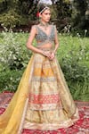 Buy_Aditi Gupta_Green Lehenga Banarasi Silk Blouse Pure Silk Dupatta Shimmer Layered Set _at_Aza_Fashions