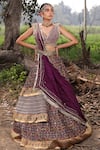 Buy_Aditi Gupta_Purple Lehenga Handwoven Banarasi Blouse Pure Silk Dupatta Crush Ikat Set _at_Aza_Fashions