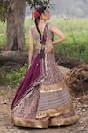 Shop_Aditi Gupta_Purple Lehenga Handwoven Banarasi Blouse Pure Silk Dupatta Crush Ikat Set _at_Aza_Fashions