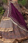 Shop_Aditi Gupta_Purple Lehenga Handwoven Banarasi Blouse Pure Silk Dupatta Crush Ikat Set _Online_at_Aza_Fashions