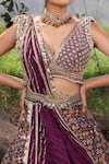 Buy_Aditi Gupta_Purple Lehenga Handwoven Banarasi Blouse Pure Silk Dupatta Crush Ikat Set _Online_at_Aza_Fashions