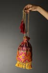 Buy_Aditi Gupta_Pink Embroidery Banarasi Silk Embellished Potli Bag _at_Aza_Fashions