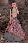 Buy_Aditi Gupta_Blue Lehenga Banarasi Silk Blouse Pure Silk Dupatta Handwoven Patola Set _at_Aza_Fashions