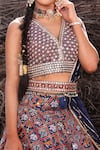 Buy_Aditi Gupta_Blue Lehenga Banarasi Silk Blouse Pure Silk Dupatta Handwoven Patola Set _Online_at_Aza_Fashions