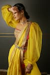 Shop_Aditi Gupta_Yellow Sharara Georgette Dupatta Set Crushed  _Online_at_Aza_Fashions