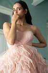 Shivani Awasty_Pink Silk Organza Ruffled Gown_Online_at_Aza_Fashions