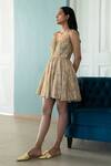 Buy_Shivani Awasty_Gold Net Sequin, Bead Round Embroidered Skater Dress _at_Aza_Fashions