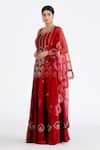 Buy_Megha Bansal_Red Organza, Chanderi Pearl, Shabnam Embroidered Kurta Lehenga Set _at_Aza_Fashions