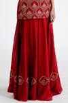 Megha Bansal_Red Organza, Chanderi Pearl, Shabnam Embroidered Kurta Lehenga Set _at_Aza_Fashions
