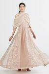 Buy_Megha Bansal_Pink Organza, Chanderi Sequin, Almora Embroidered Anarkali With Cape _at_Aza_Fashions