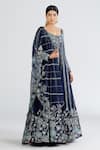 Buy_Megha Bansal_Blue Organza, Chanderi Floral, Neel Bahaar Anarkali Kurta With Dupatta _at_Aza_Fashions