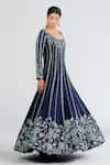 Megha Bansal_Blue Organza, Chanderi Floral, Neel Bahaar Anarkali Kurta With Dupatta _Online_at_Aza_Fashions
