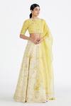 Buy Megha Bansal Yellow Organza, Chanderi Floral, Applique Work Bridal Lehenga Set at Aza Fashions Buy_Megha Bansal_Yellow Organza, Chanderi Floral, Applique Work Bridal Lehenga Set _at_Aza_Fashions