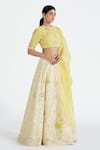 Megha Bansal Yellow Organza, Chanderi Floral, Applique Work Bridal Lehenga Set Online at Aza Fashions Megha Bansal_Yellow Organza, Chanderi Floral, Applique Work Bridal Lehenga Set _Online_at_Aza_Fashions