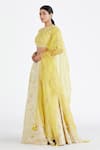 Buy Megha Bansal Yellow Organza, Chanderi Floral, Applique Work Bridal Lehenga Set Online at Aza Fashions Buy_Megha Bansal_Yellow Organza, Chanderi Floral, Applique Work Bridal Lehenga Set _Online_at_Aza_Fashions
