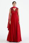 Buy_Megha Bansal_Red Silk Organza Anarkali With Dupatta_at_Aza_Fashions