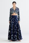 Buy_Megha Bansal_Blue Silk Chanderi Floral, Pearl, Neel Zoya Embroidered Blouse And Palazzo Set _Online_at_Aza_Fashions