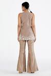 Shop_Megha Bansal_Pink Organza, Chanderi Jacket Shirt Collar, Kurta Sheer And Set _at_Aza_Fashions