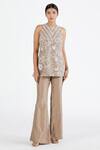 Megha Bansal_Pink Organza, Chanderi Jacket Shirt Collar, Kurta Sheer And Set _Online_at_Aza_Fashions