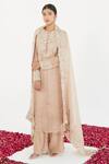 Buy_Megha Bansal_Pink Organza, Chanderi Floral, Indrani Hand Embroidered Kurta Set _at_Aza_Fashions