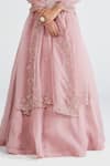 Megha Bansal_Pink Organza, Chanderi Floral, Ira Hand Embroidered Bridal Lehenga Set _at_Aza_Fashions