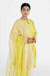 Megha Bansal_Yellow Organza, Chanderi Floral, Runa Vrit Embroidered Kurta Set _at_Aza_Fashions