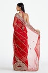 Shop_Megha Bansal_Red Silk Organza Embroidery Halter Saree With Blouse _at_Aza_Fashions