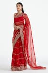 Megha Bansal_Red Silk Organza Embroidery Halter Saree With Blouse _Online_at_Aza_Fashions