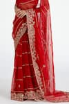 Shop_Megha Bansal_Red Silk Organza Embroidery Halter Saree With Blouse _Online_at_Aza_Fashions