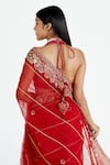 Megha Bansal_Red Silk Organza Embroidery Halter Saree With Blouse _at_Aza_Fashions