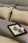 Shop_Sadyaska_Brown 300tc Cotton And Fabric Honeycomb Pattern Duvet Cover _at_Aza_Fashions