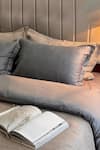 Shop_Sadyaska_Grey 300tc Cotton And Fabric Honeycomb Pattern Duvet Cover Set_at_Aza_Fashions